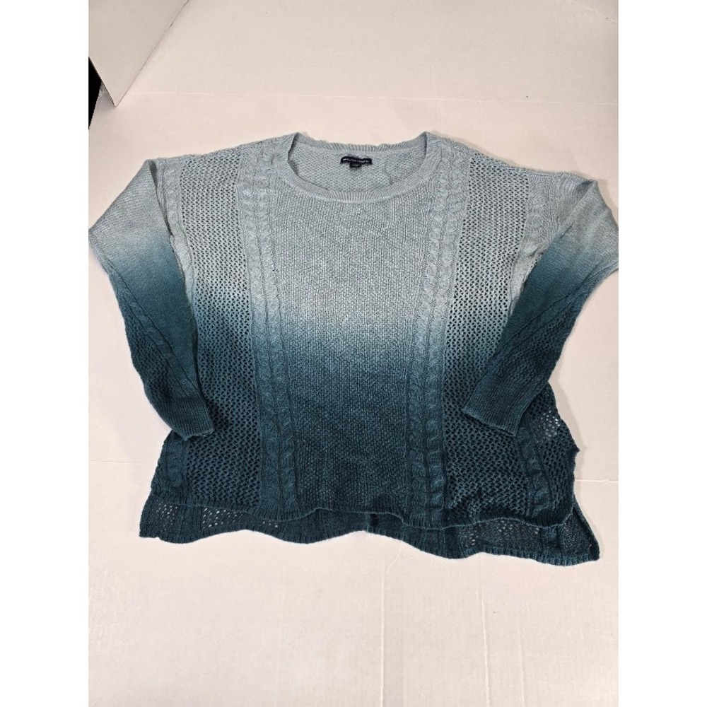 American Eagle Ombre Knit Sweater Light Green Teal Cable Knit Mesh Women's Small